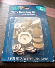 Hobby Lobby Heavy Duty Snap Kit 7 Snaps & Tool Size 5/8 in (15 mm)