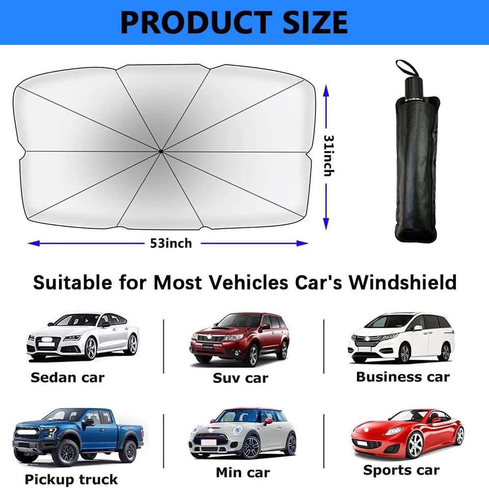 For Toyota Accessory Car Windshield Umbrella Sun Shade Heat UV Block Visor Cover Foto 2 de 4