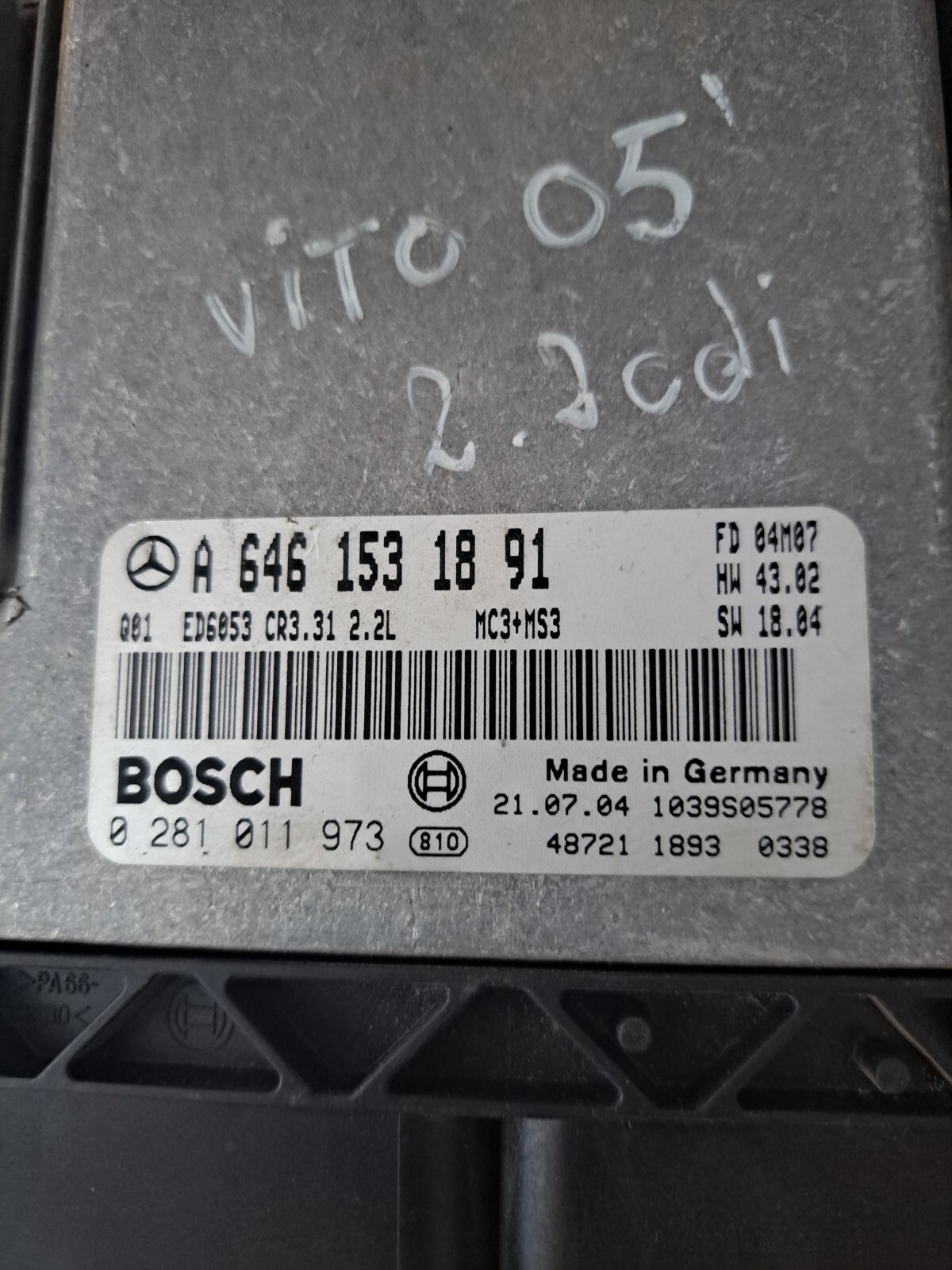 Mercedes Vito ECU 0281011973 A6461531891 | eBay