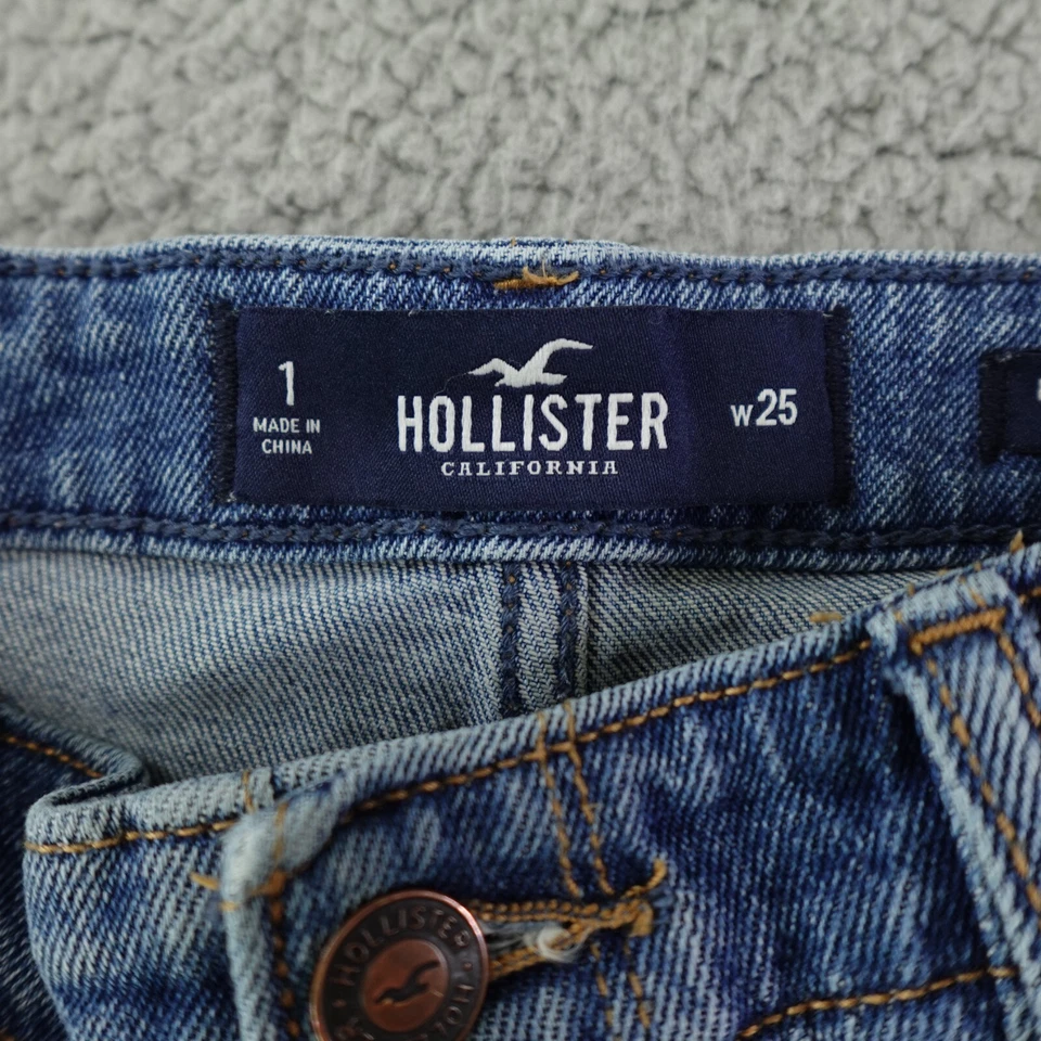 Hollister Jean Shorts Womens 1 25 Blue High Rise Mom Vintage Stretch Cuffed 3" - Image 3 of 4