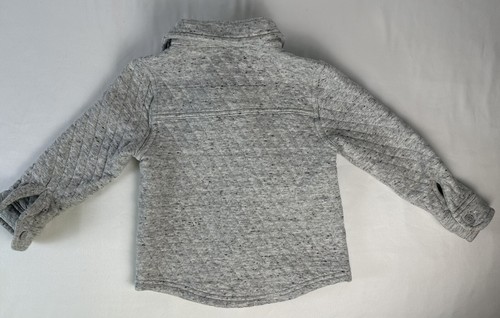 2 Shirts 4T - Black Faux Fur Zip Sweater, Gray Osh Kosh Quilted Button Shacket - Picture 4 of 13