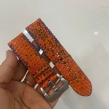 Cinturino per orologio in vera pelle di lucertola 24 mm/22 mm, cinturino per orologio in pelle arancione