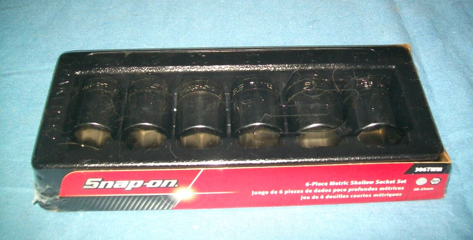 New Snap-on™ 1/2" drive 20 thru 25 mm 6-point Shallow Socket Set 306TWM Sealed - Image 2 of 4