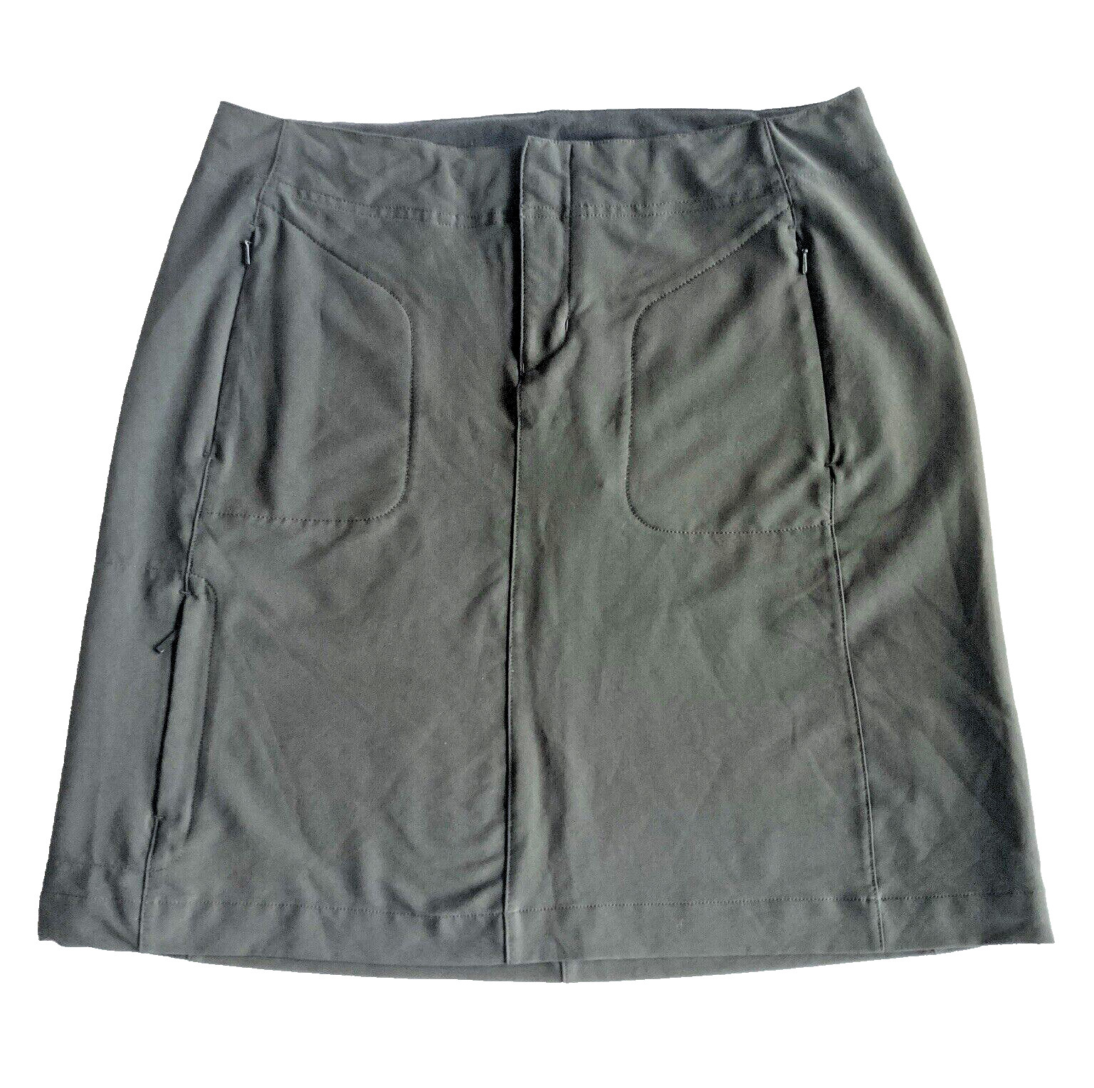 Falda deportiva REI para mujer talla 8 atlética al aire libre senderismo trekking bolsillos con cremallera gris