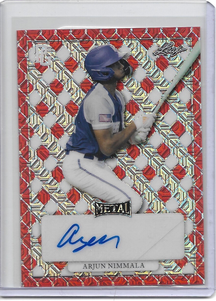 2022 Leaf Perfect Game ARJUN NIMMALA 1/1 Autograph Proof Mojo Red - BLUE JAYS