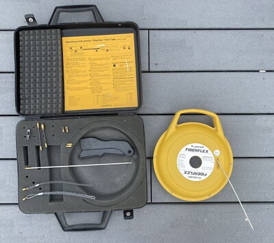 Lancier Fiberflex Fiberglass Fish Tape,Case,Spring Ball Heads,Puller,Cable Grips