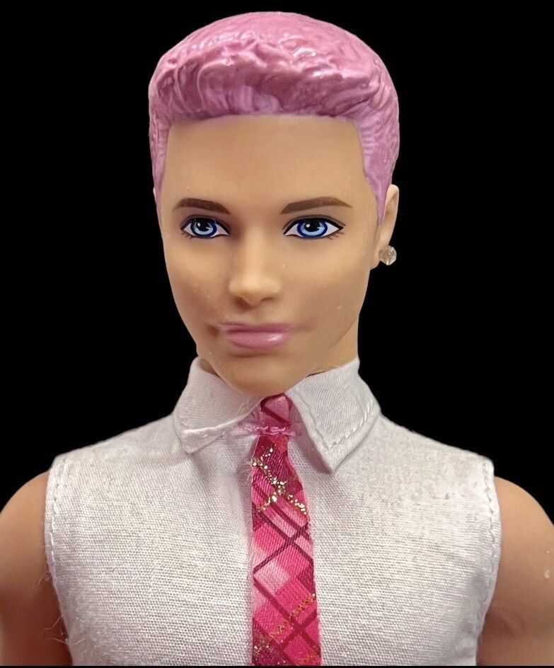 Barbie Ken Doll OOAK Pink Hair Earring Fashionista Doll eBay