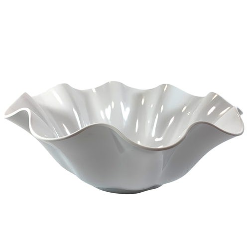 IL Mulino New York Melamine Large Serving Bowl White Ruffled 13”x5” Decor Salad - Picture 14 of 20