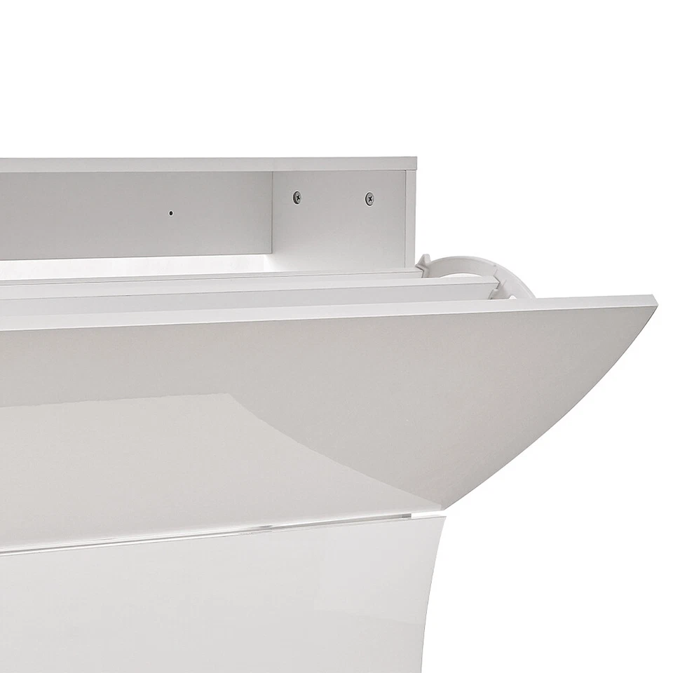 Scarpiera Ingresso in Legno Lucido ONDE 2 Ante Bianco Salvaspazio 101x26.5x81cm - Immagine 4 di 4