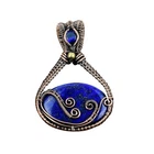 Lapis Lazuli Wire Wrapped Pendant Handcrafted Copper Ethnic Gift Jewelry 2.68"