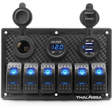 Genuine Marine GM-EP-S0038  THALASSA Boat 6 Gang Waterproof Rocker Switch Panel