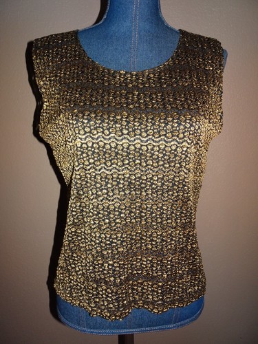 Chico's Design Black Bronze Textured Button Down & Tank Tops 2 pc Set Size 2 (L) - Picture 3 of 7