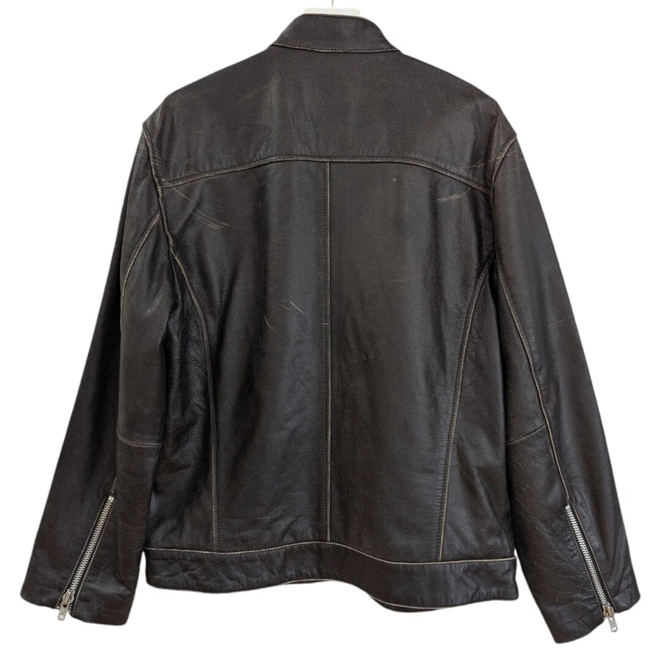 Chaqueta de Motociclista de Carreras Café Corredor Café Becerro Lijado Carbón Cuero Scully De Colección para Hombres Talla S Foto 2 de 4