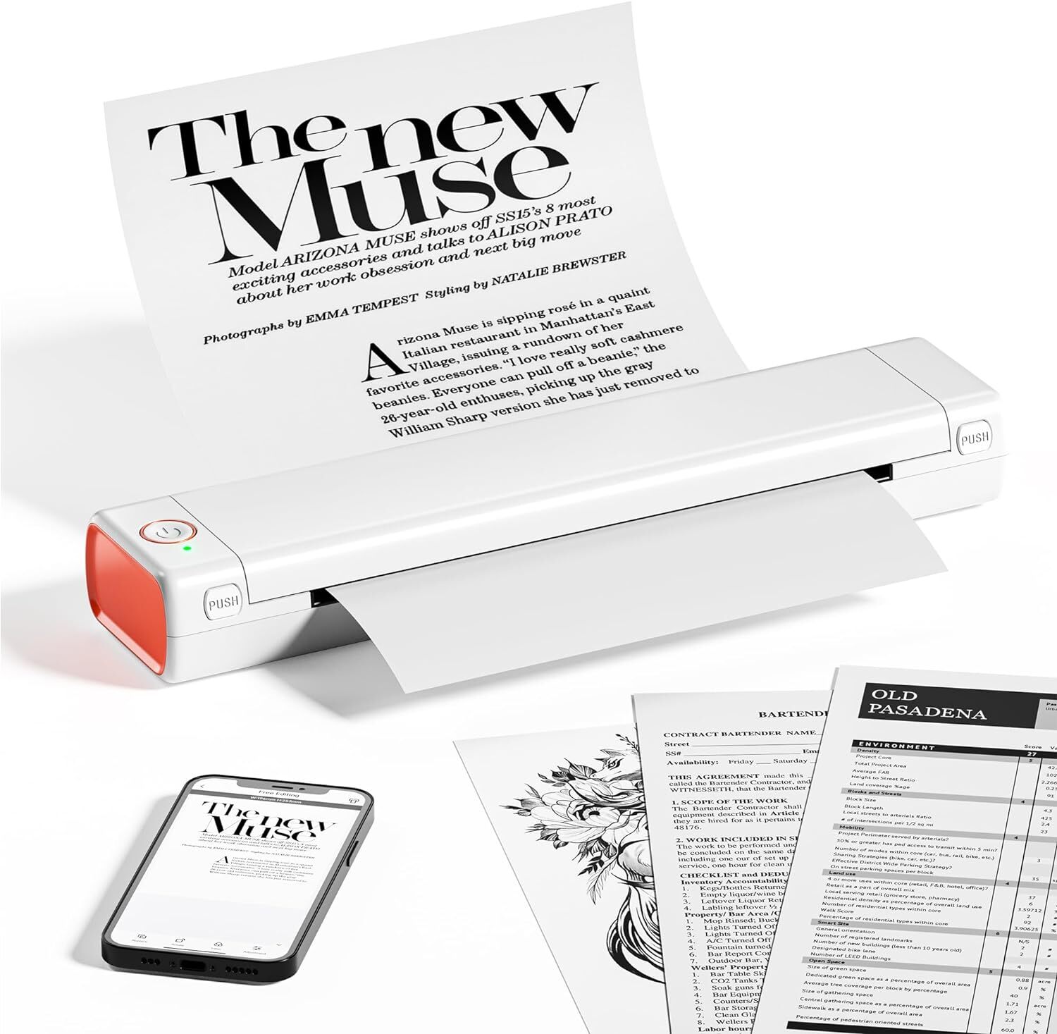 Принтер для трафаретной печати татуировок Phomemo M08F - БЕЛЫЙ/ОРАНЖЕВЫЙ