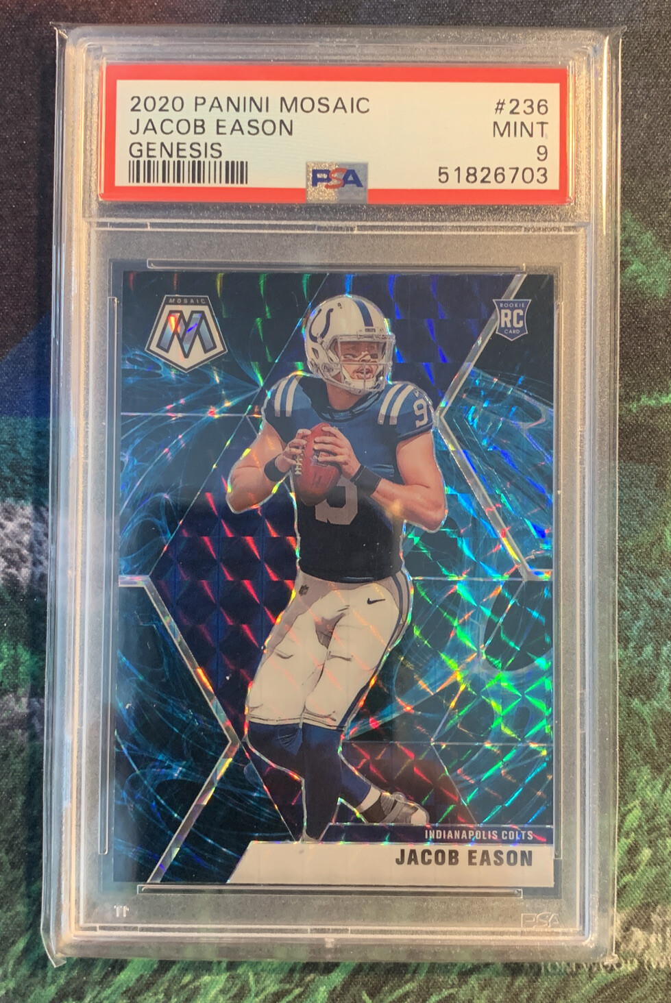 🔥2020 MOSAIC JACOB EASON RC GENESIS PRIZM PSA 9 MINT #236 COLTS/SEAHAWKS 🔥📈