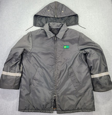 BP British Petroleum Gas Station Hooded Jacket Mens XL Gray Reflective Stripes