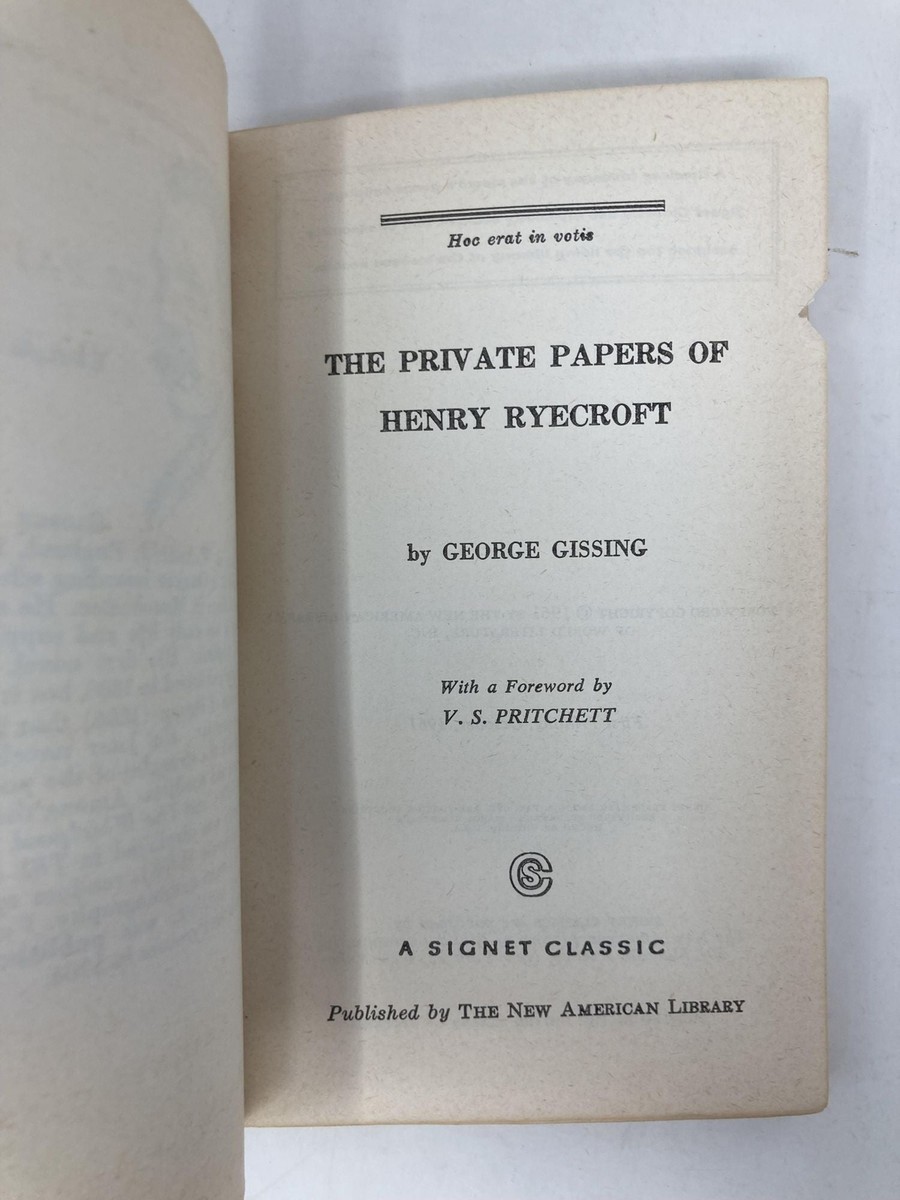 希少　The Private Papers of Henry Ryecroft The Private Papers of Henry Ryecroft by George Gissing | Goodreads