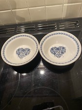 Portmeirion Jan Constantine Blue Heart Cereal Bowls X2.Brand New.