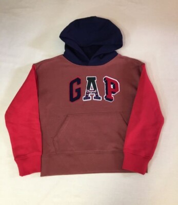 GAP Kids Pullover Hoodie Sweatshirt Colorblock Arched Logo Size Medium (8) NEW