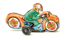 Tin Pull-Back Motorcycle Toy - Made in Japan