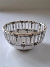 French Emile Tessier Basket Bowl Faience De Malicorne Rare Signed Antique