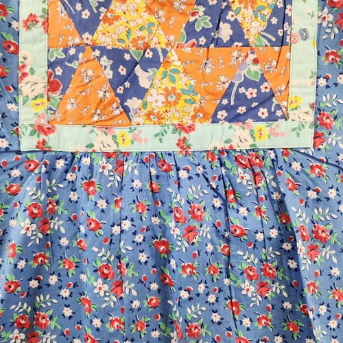 Ralph Lauren Patchwork-Print Floral Top Girls 12 Blue Multi Square Neck Buttoned - Picture 4 of 13