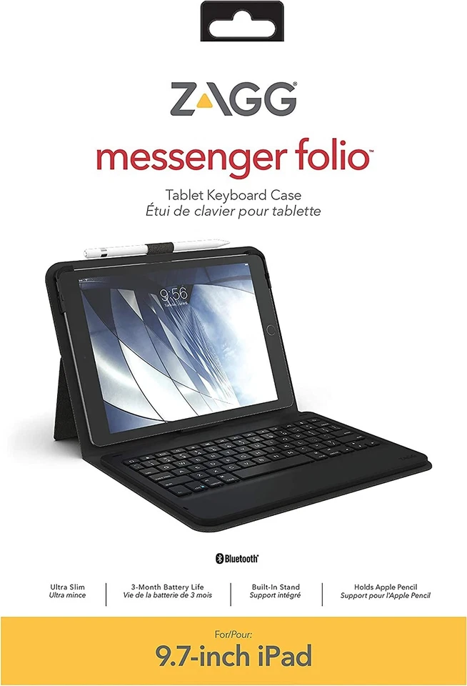 ZAGG Messenger Folio Bluetooth Tablet Keyboard Made Apple iPad 97 Gen 7 - Image 3 of 4