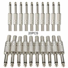 20Pcs 6.35mm 1/4" Mono TS Male Plug Solder Audio Cable Video Speaker Connector