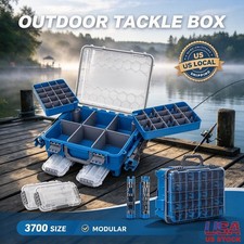 Double Sided Waterproof Tackle Box 2Pcs 3500 Stowaway Boxes & Rod Holders Lure