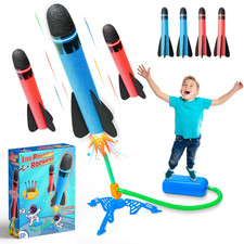 4Pcs Foam Rockets Toy Launcher Outdoor Playset Kids Gift Boys Girls Fun New