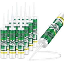 12 Pack Clear Silicone Sealant Caulk, 10.1 oz 100 Waterproof Silicone Sealan...
