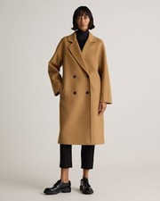 Quince Women Italian Wool Double-breasted Slouch Coat Brown L