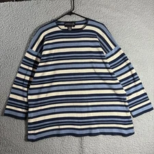 Adrienne Vittadini Womenʻs Sweater Size L Striped Long Sleeve Heavy Knit