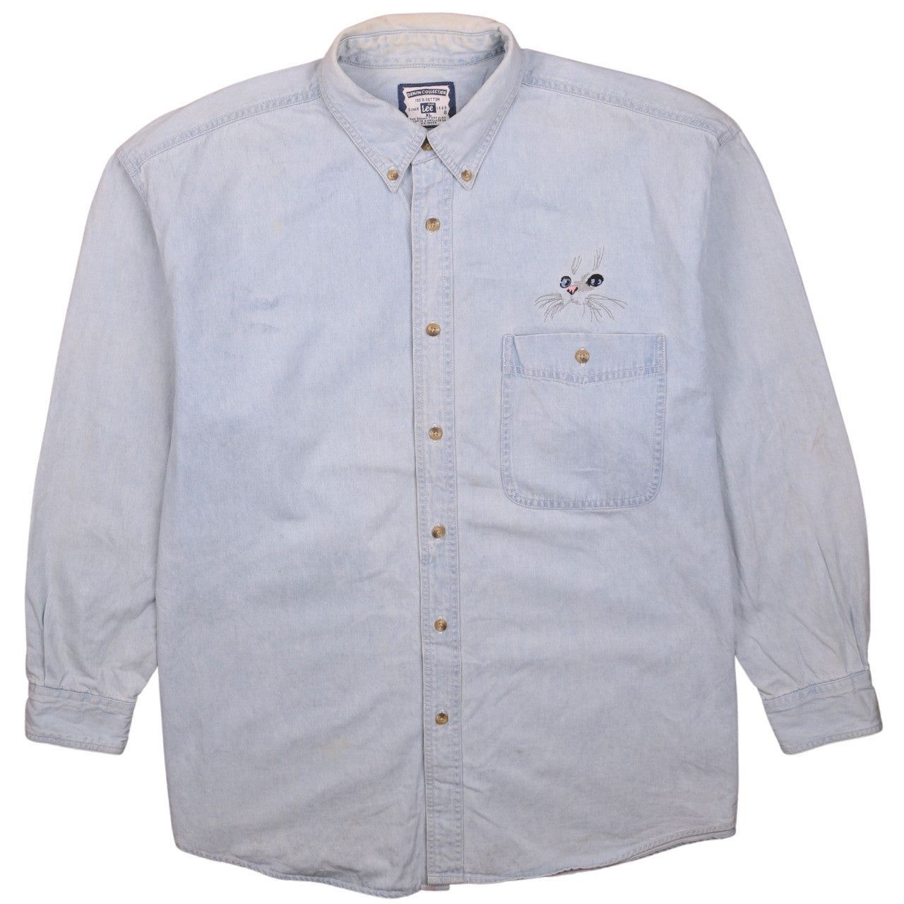 Lee Blue Button-Up Mens Xl