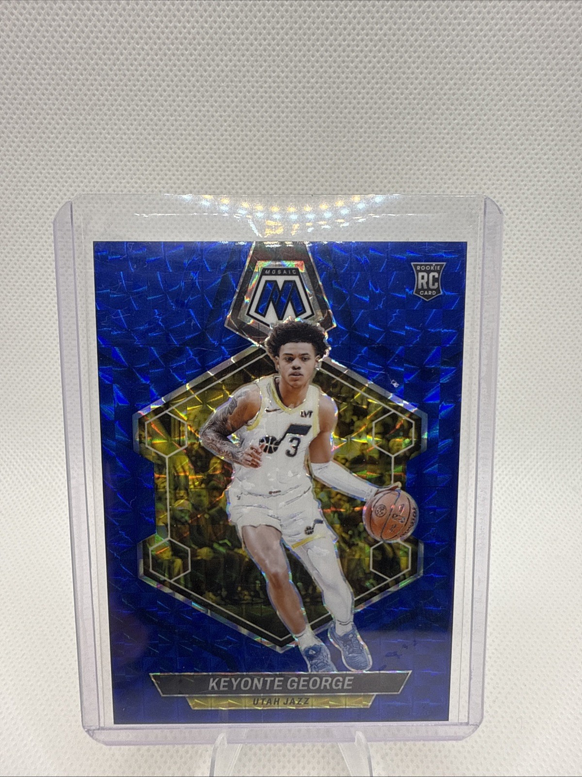 2023-24 Panini Mosaic - Rookies Keyonte George #222 Blue Mosaic Prizm /199 (RC)