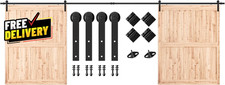 20Ft Heavy Duty Sturdy Double Sliding Barn Door Hardware Kit Smoothly and Quietl