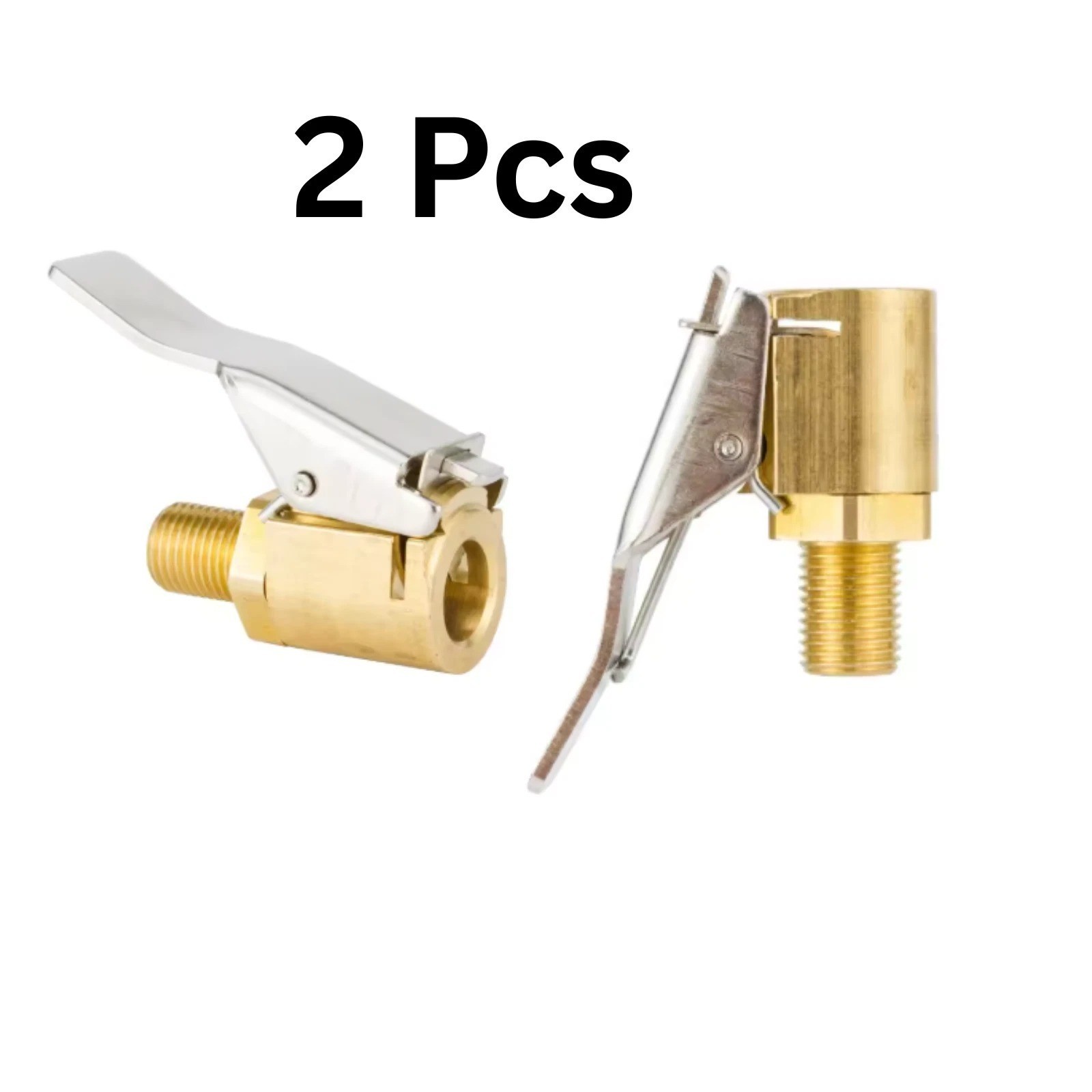 2 x Tyre Valve Air Chuck Inflator Pump Connector Adapter Brass Clip on Car 8mm