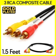 3-RCA Cable 1.5 Feet Three RCA Video/Audio Cord Composite Cable TV Game Console