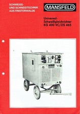 VEB Schweisstechnik Finsterwalde Prospekt für Schweißgleichrichter KG 400 1974