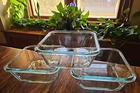 3 Vtg Pyrex Clear Glass Square Oven Casserole Dish 4 Cup (950ml) #8704 No Lids
