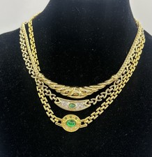 3 Ketten Schmuck Vintage Vergoldet Größe Cabochon 1970/1980er Karen Top Zustand