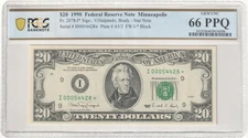 1990 $20 Federal Reserve Note Fr-2078-I* Minneapolis PCGS66 Gem PPQ