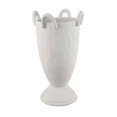 Fiji White Indoor Ceramic round Planter with Outdoor Compatibility (9 In. W X 15
