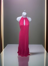 Women's Vince Camuto Hot Pink Sleeveless Maxi Dress Tie Neck BNWT Size M