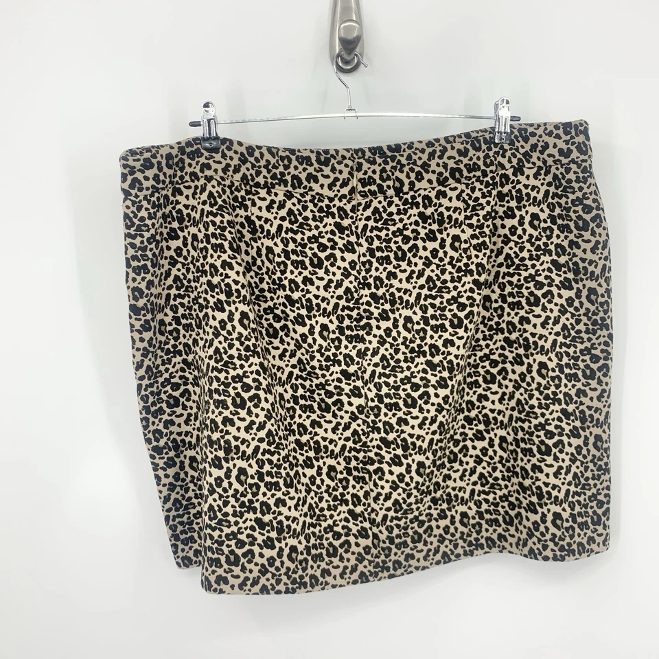 LOFT Ann Taylor Mujer Talla 22 Plus Falda Corta Mini Marrón Negro Estampado Leopardo Foto 4 de 4