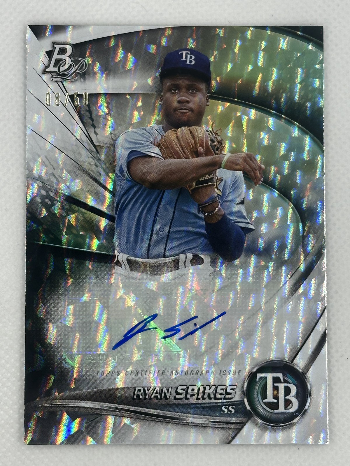 Ryan Spikes GOLD #/50 2022 Bowman Autograph Auto Gold Tampa Bay Rays #/50