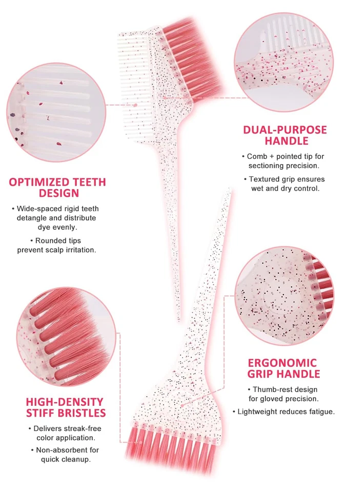 19PCS Hair Bleach Dye Kit with Hair Dye Brush and Bowl Whisk Hair Clips Protecti - Image 3 of 4