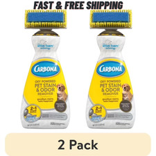 2 Pack Carbona 2-in-1 Oxy-Powered Pet Carpet Cleaner Odor Remover Dual Brush