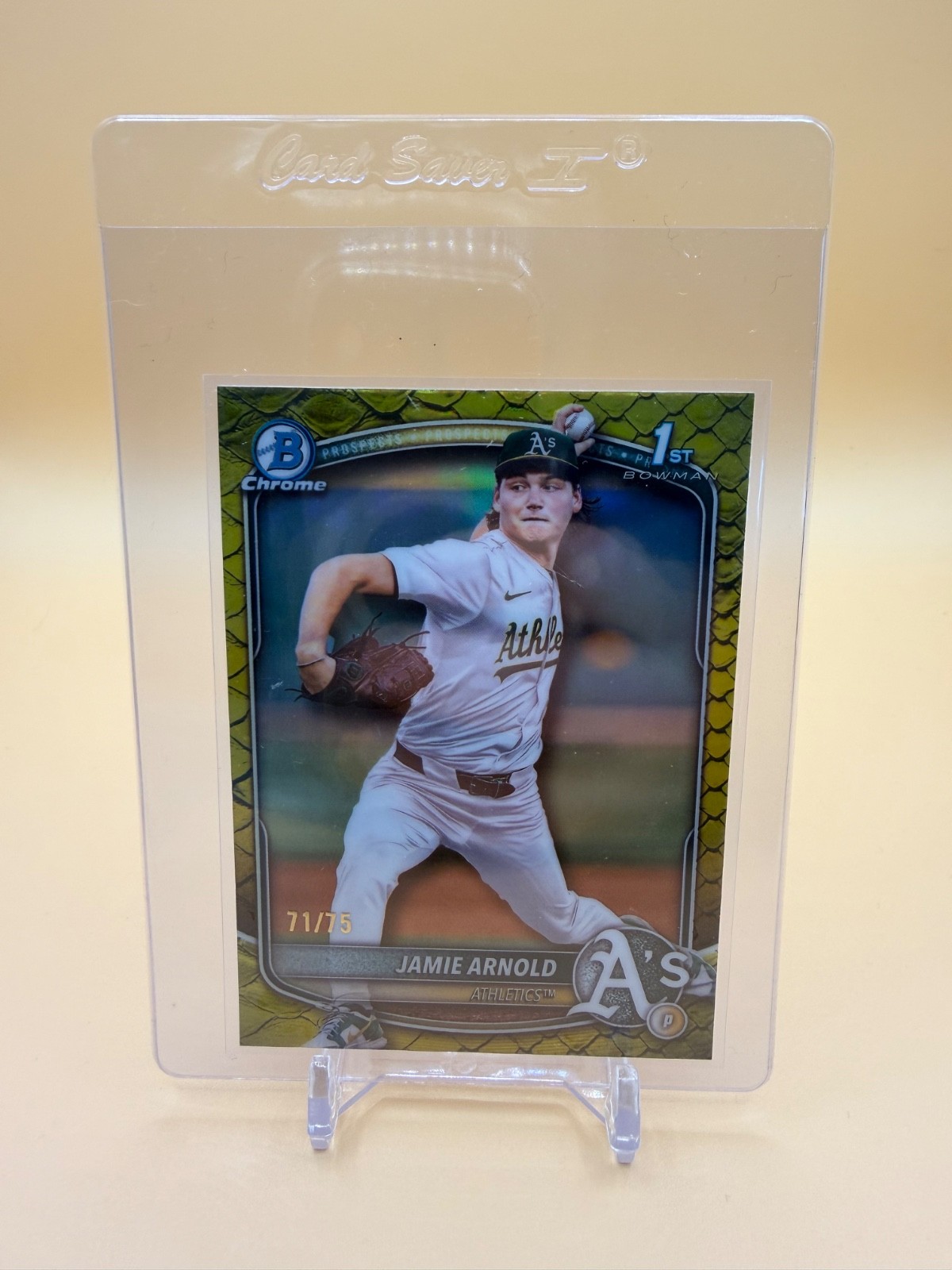 2025 Bowman Draft 1st Jamie Arnold Yellow Reptilian /75 Athletics