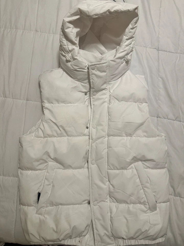ZARA Damen Puffer Weste Weiß Kapuze Steppweste Winter Gr. M - Bild 2 von 4